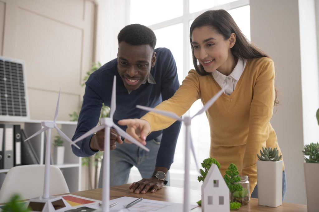 trabalho em equipe para projeto de meio ambiente